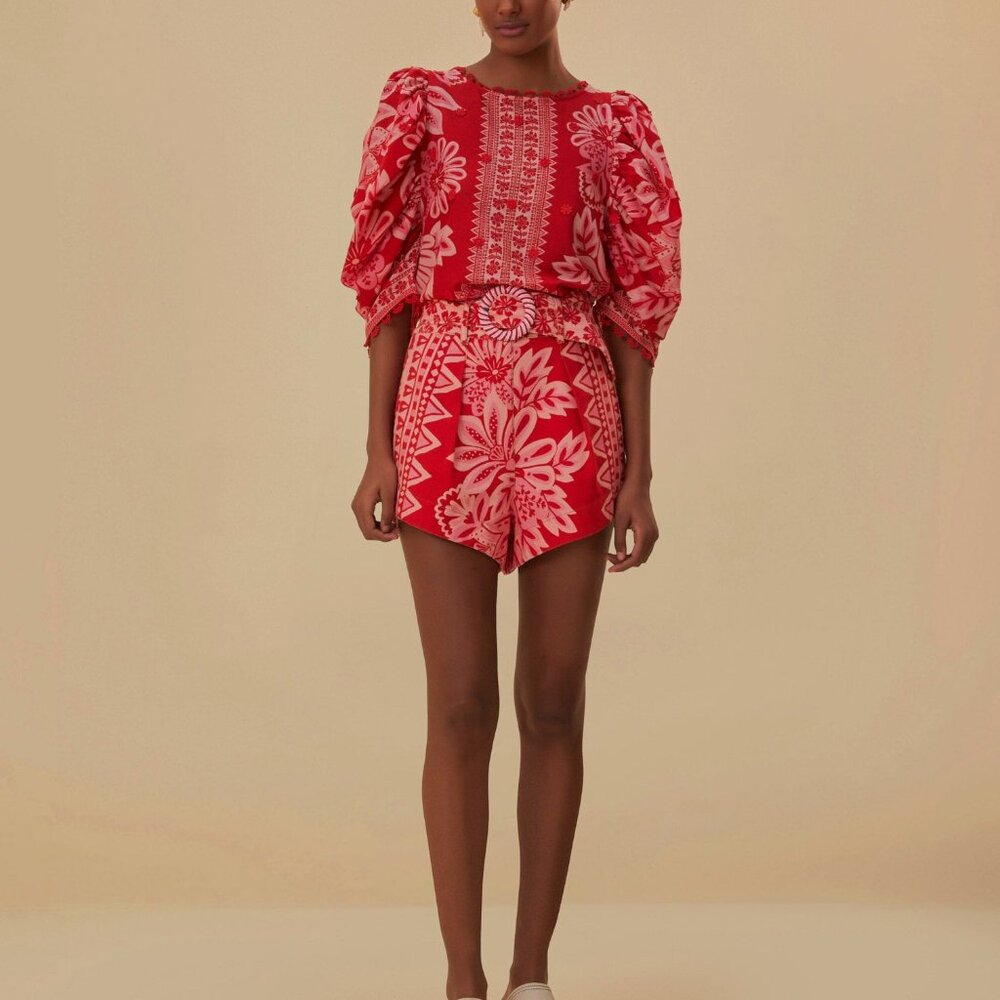 Farm Rio flora tapestry red shorts - Picture 2 of 2